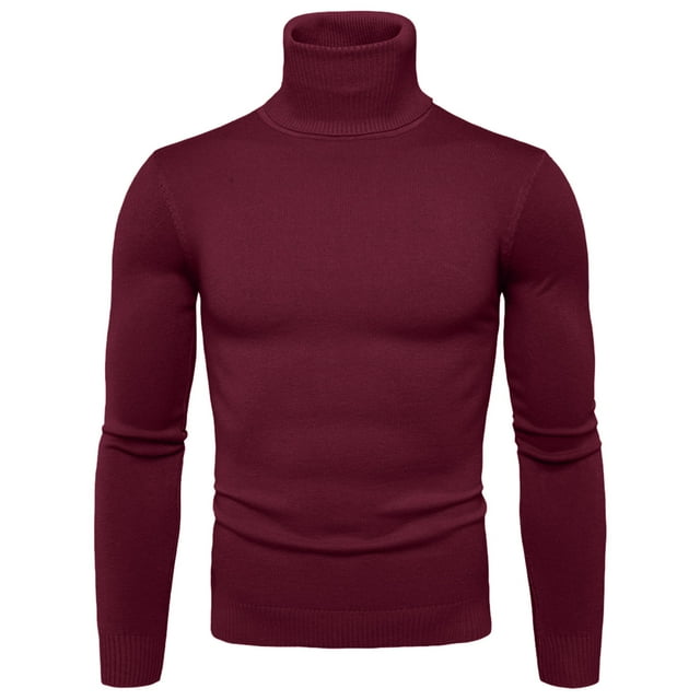 Mens Autumn and Winter Long Trench Coat for Men Solid Soft Turtleneck Sweater Overcoat Flexibility Solid Color Close Winter Jacket Men Fitting Top Slim Sweater