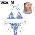 thumbnail image 2 of Traje de baño de bikini de triángulo lateral con lazo halter estampado de 2 piezas para mujer, 2 of 5