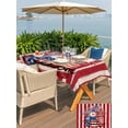 thumbnail image 6 of 60x120 Inch Outdoor Tablecloth with Umbrella Hole Zipper Rectangle American Flag Rectangular Tablecloths Outside Waterproof Red Stripe Blue Star Patriotic Floral Patio Table Cover for Picnic Party, 6 of 8