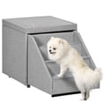 thumbnail image 1 of PawHut 2 in 1 Dog Stairs Ottoman, 4-Tier Pet Steps for Small Medium Dogs, 1 of 10