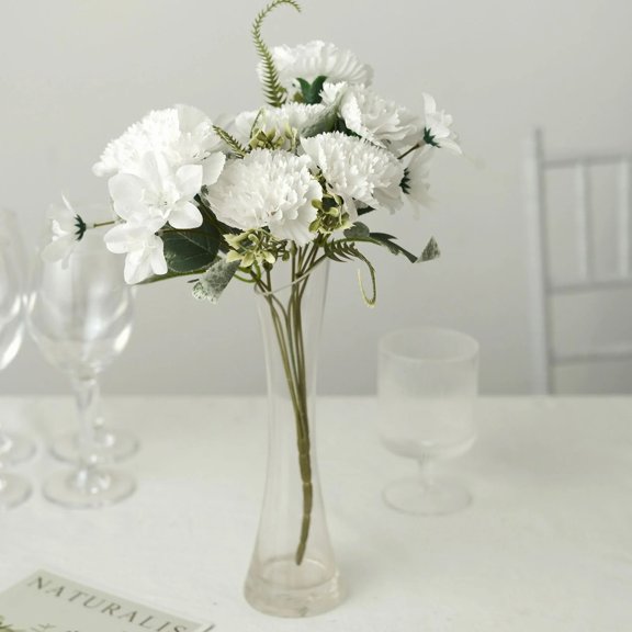 BalsaCircle 3 Bushes White 14 in Artificial Flowers Silk Carnation Floral Bouquets Party Events Decorations Supplies