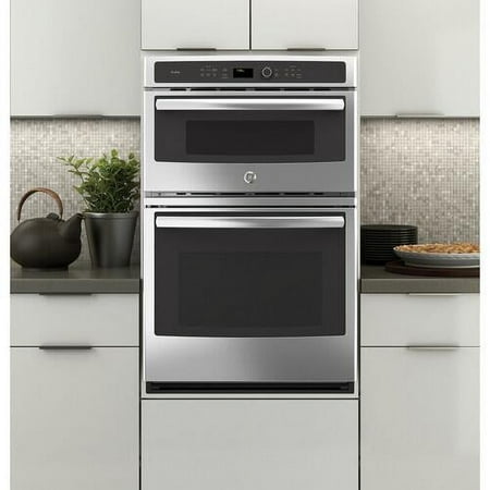 GE Profile - 27" Built-In Double Electric Convection Wall Oven with Built-In Microwave - Stainless Steel