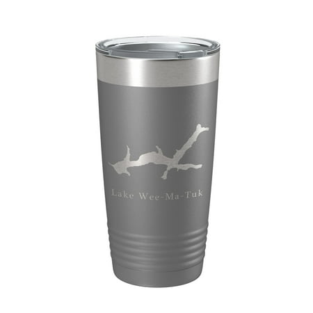 

Lake Wee-Ma-Tuk Map Tumbler Travel Mug Insulated Laser Engraved Coffee Cup Illinois 20 oz Dark Gray