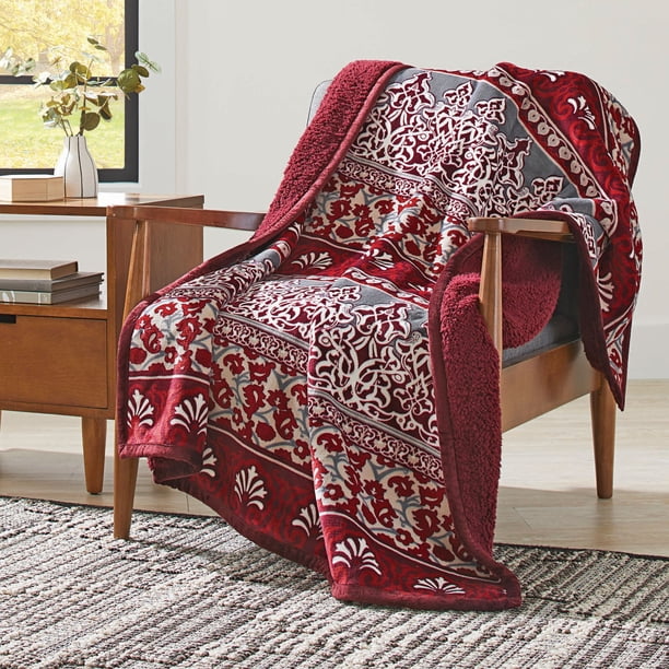 Better Homes & Gardens Velvet Plush Reverse to Sherpa Throw Blanket, 1 ...