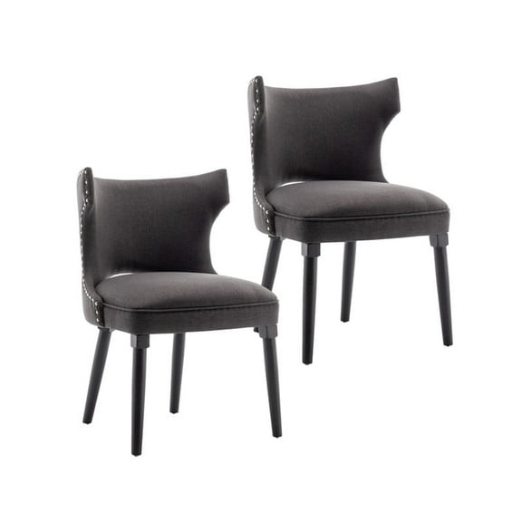 Porthos Home Fabio Fabric Wingback Dining Chairs with Rubberwood Legs (Set of 2)