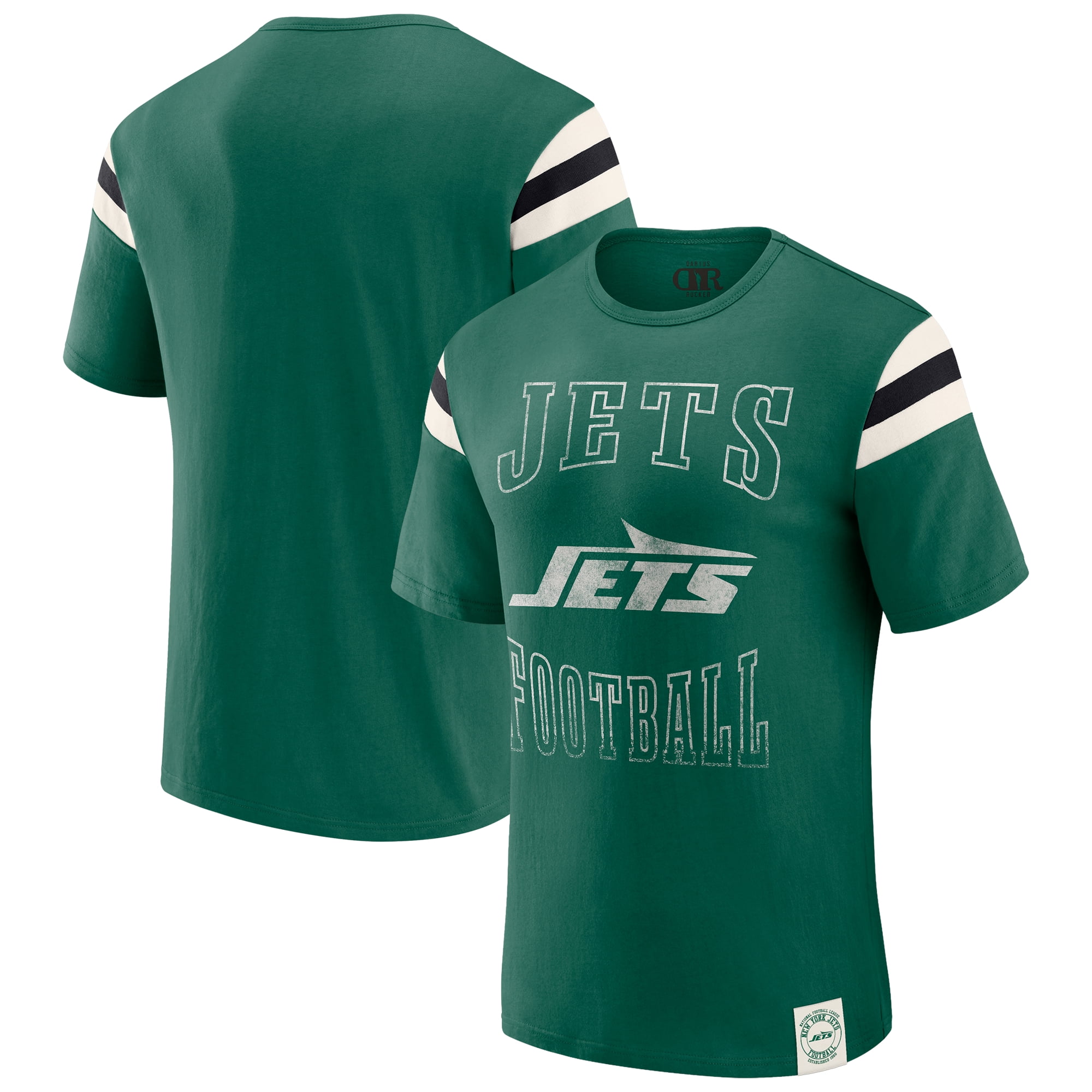 Men's Darius Rucker Collection by Fanatics Green New York Jets Football Stripe Sleeve T-Shirt
