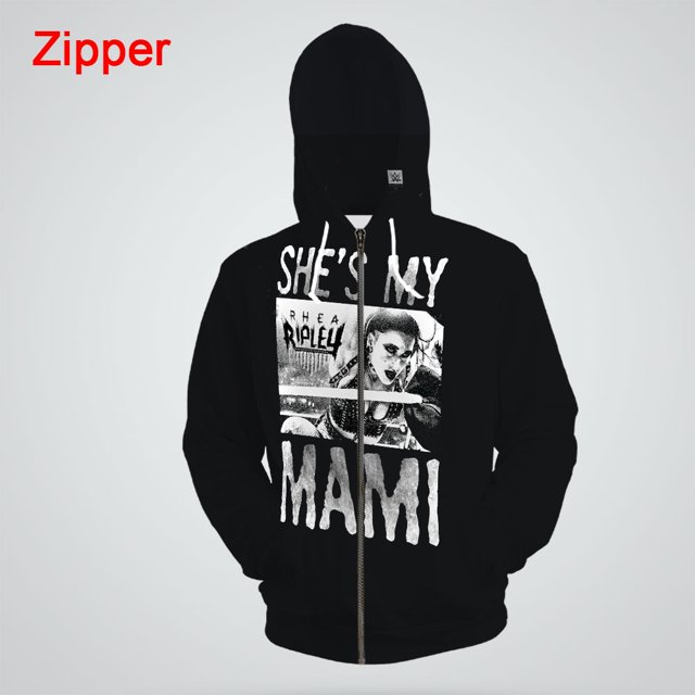 2023 Primavera Y Otoño Hombres Black Rhea Ripley She's My Mami Sudadera Con Cremallera Jersey