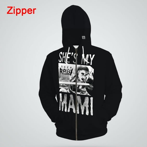 2023 Primavera Y Otoño Hombres Black Rhea Ripley She's My Mami Sudadera Con Cremallera Jersey