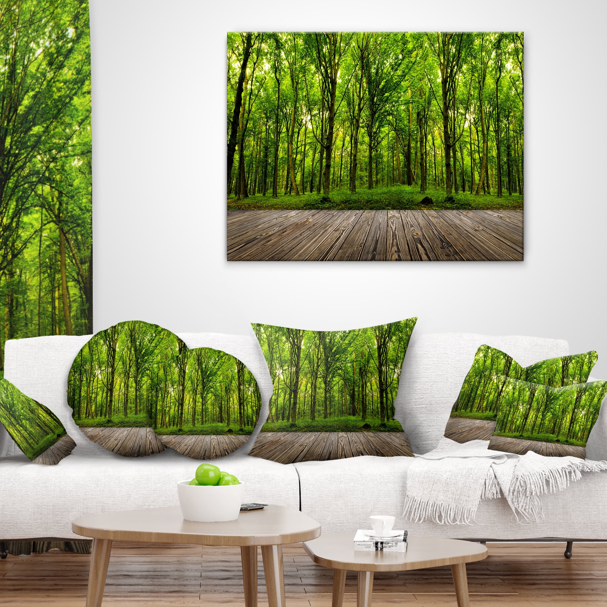 Designart Room Interior in Forest - Landscape Printed Throw Pillow - 16x16