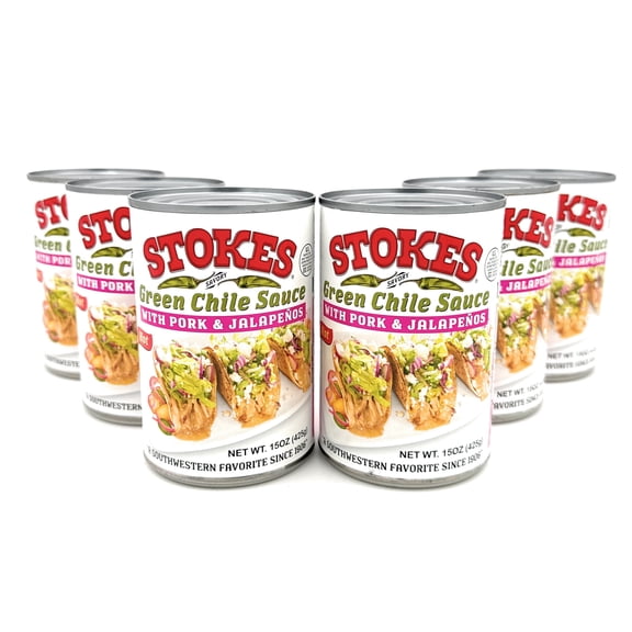 Stokes Green Chile Sauce with Pork and Jalapenos Pack of 6