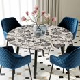 thumbnail image 5 of Elastic Fitted Round Tablecloth, Black Spring Floral Waterproof Stretch Table Cover for 45"-54" Tables, Summer Botanical Farmhouse Vintage Washable Outdoor Tablecloths for Patio, Picnic, Camping, 5 of 9