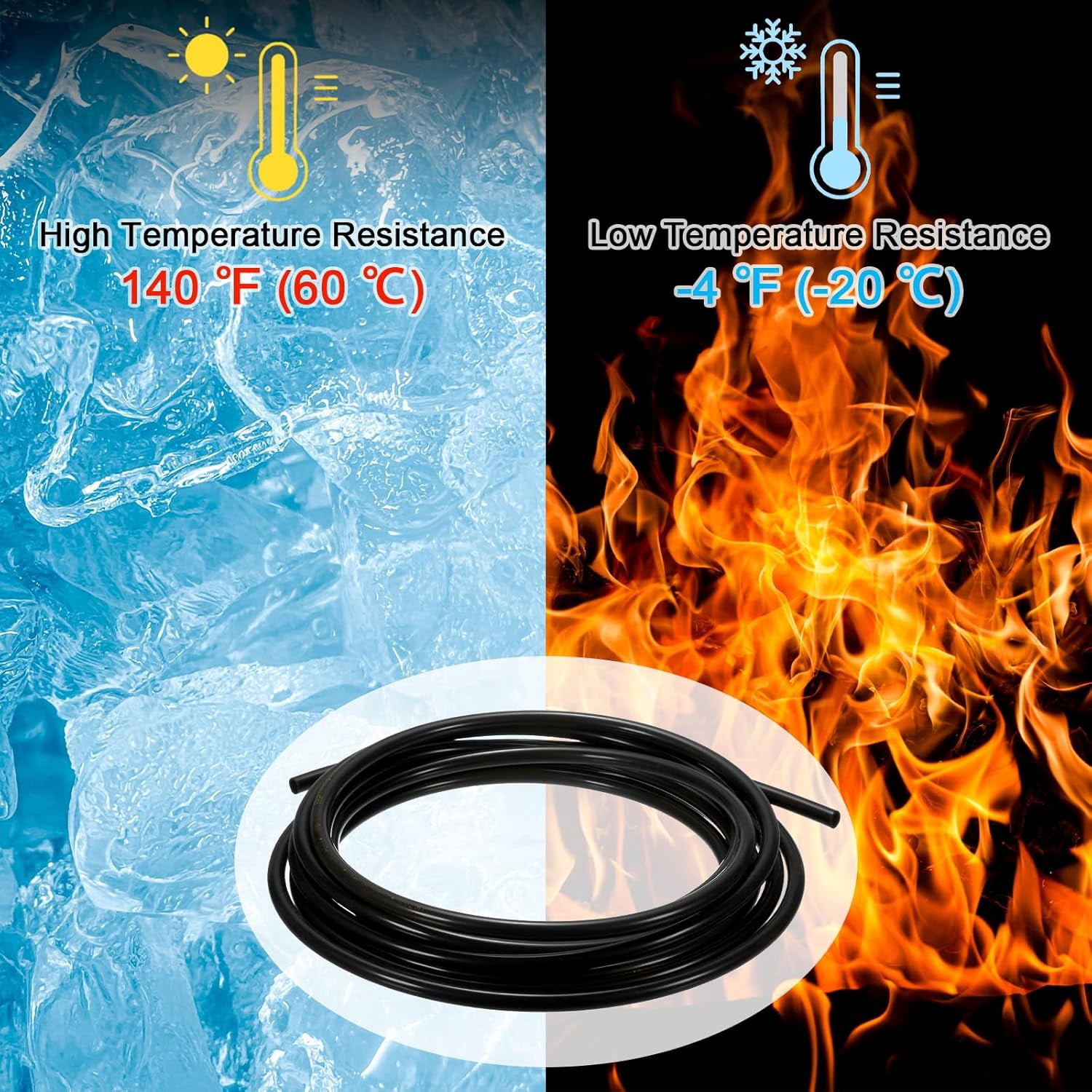 MKEUDQ-Pneumatic Tubing Pipe, 5mm(ID) x8mm(OD) PU Polyurethane Air Compressor Hose for Air Compressor Fitting/Gas/Fluid Transfer, Air Hose Line Tube [5M/16.4ft, Black]