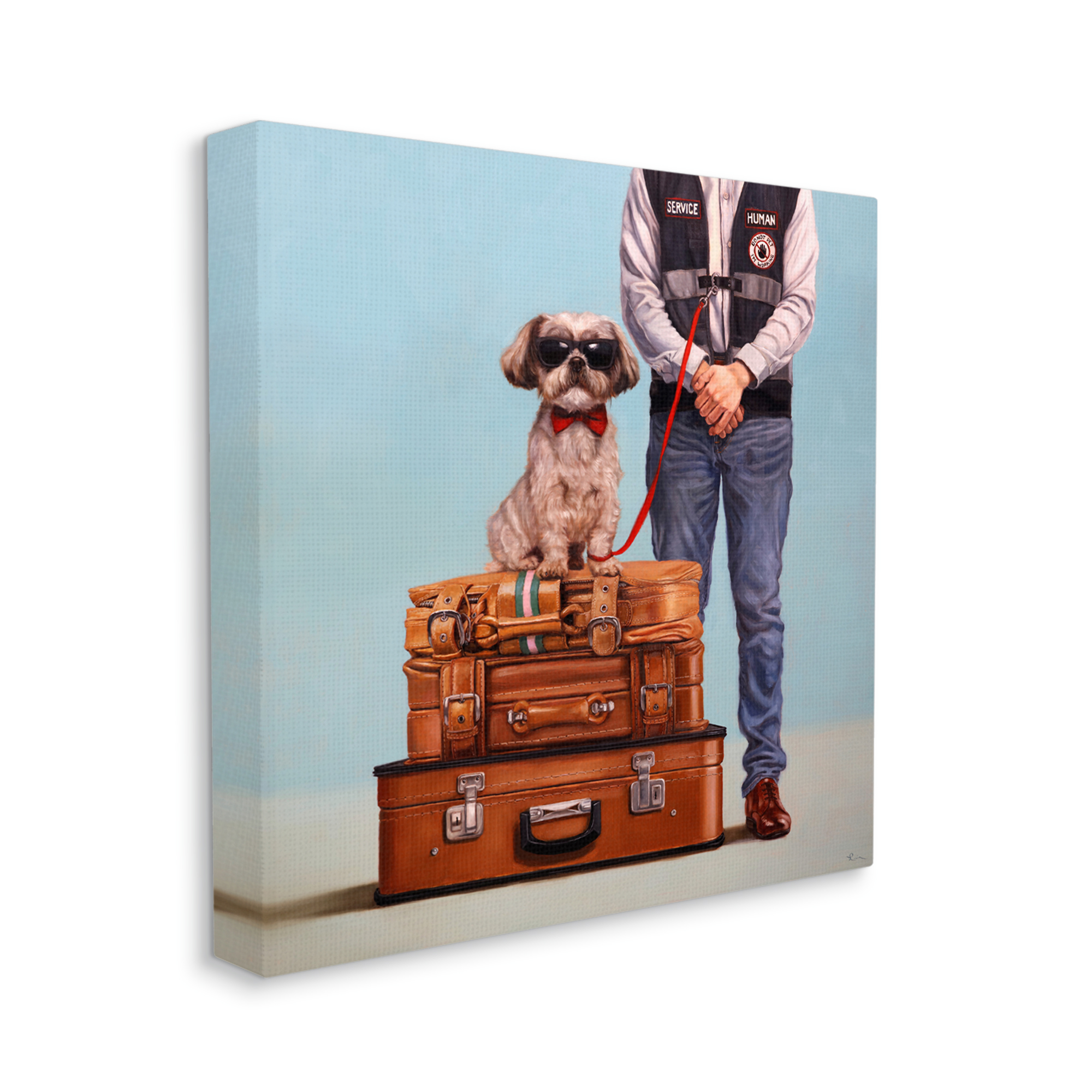 Stupell Industries Funny Service Human Dog Animals & Insects Painting Gallery Wrapped Canvas Art Print Wall Art, 30 x 30