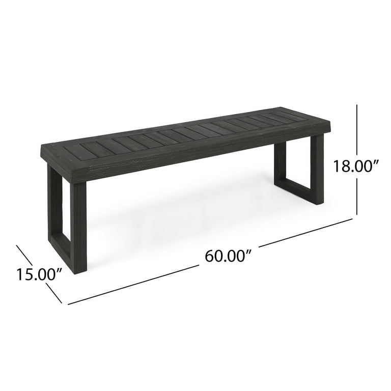 Zoe Outdoor Acacia Wood Bench, Sandblast Dark Grey - Walmart.com