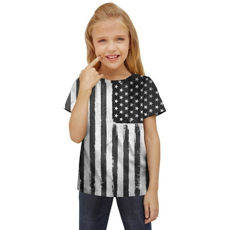 

Kids Toddler Children Unisex Spring Summer Active Fashion Daily Daily Indoor Outdoor Print Short Sleeve Tops American Independence Day Long Sleeve Shirts for Girls Size 14-16 High Tops Toddler Girl