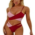 thumbnail image 1 of Women Color Block Spaghetti Strap Leopard Printed 2 Piece Bathing Suits, 1 of 5
