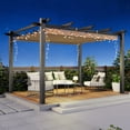 thumbnail image 4 of MELLCOM Retractable Pergola 10x13 ft, Dual Adjustable, UV Protection, Durable Aluminum Frame, Locking Straps and Screws for Backyard Deck, Khaki, 4 of 7