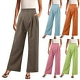 thumbnail image 5 of EDFBUYKRS Female Women Pants Casual Women's Pants Plus Size Casual Omen's Wide Leg Pants Work Business Casual Loose High Waisted Dress Palazzo Flowy Trousers Xxl, 5 of 7