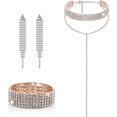 thumbnail image 1 of Diamond Tassel Jewelry Set, Rhinestone Stretch Bracelet Long Chandelier Tassel Dangle Earrings Plated Gothic Long Choker Tassel Necklaces, 1 of 4