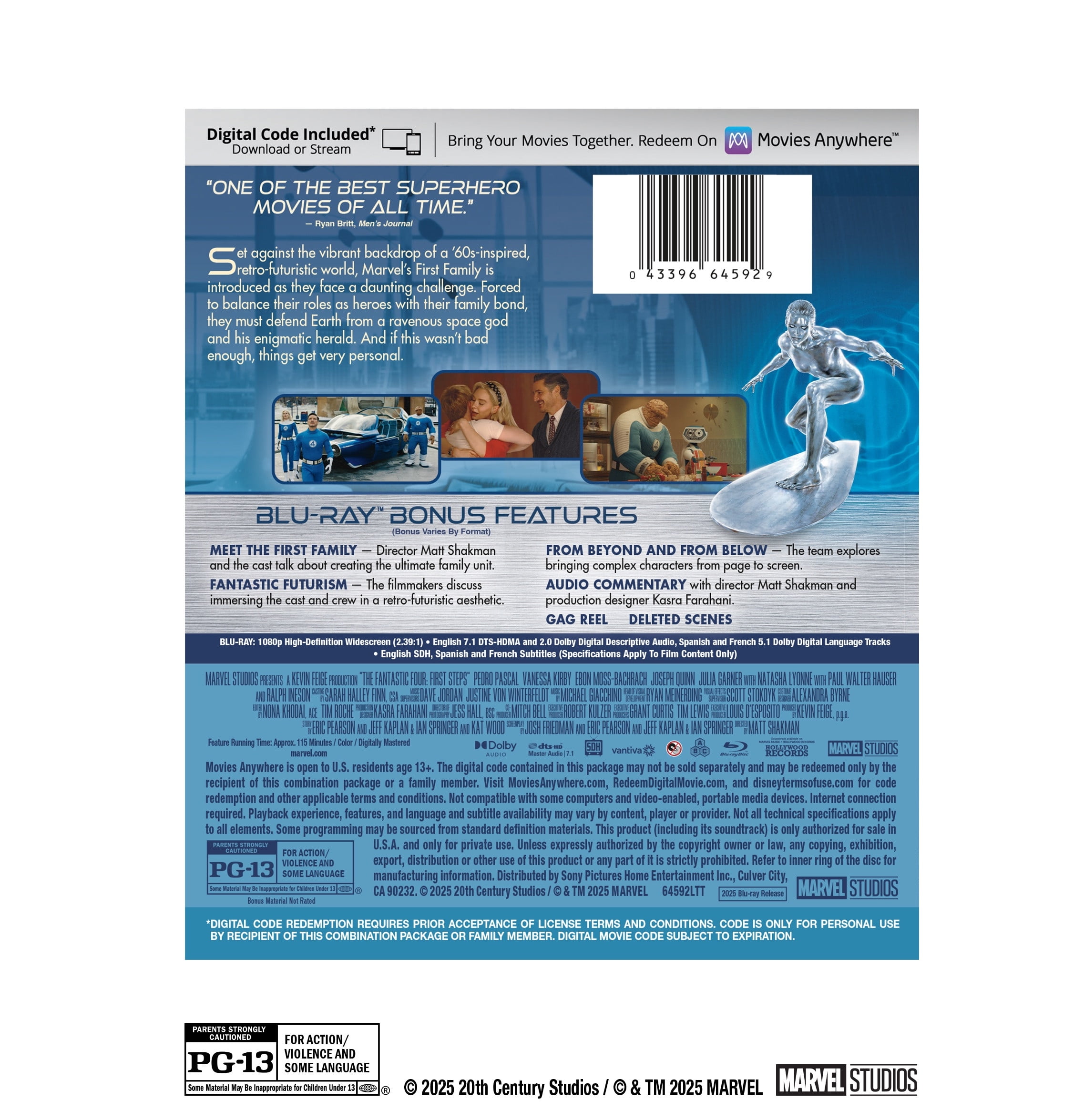 The Fantastic Four: First Steps (Blu-ray + Digital Copy) Marvel Studios, Action & Adventure
