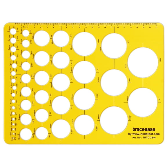 Traceease Trace Simple Trace Stable, Geometric Circular Symbols, Art and Crafts Tool for Drawing Different Diameter Circular Figures, Measurement Plastic Ruler Scale, 24.8 cmx 19 cm