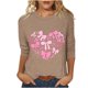 thumbnail image 3 of RKSTN Valentines Gift 3/4 Length Sleeve Womens Tops Oversized Crewneck Valentine Day Loves Heart Graphic Print Short Sleeve T Shirt Womens Casual Plus Size Round Neck Three Quarter Sleeve Tee Shirt, 3 of 6