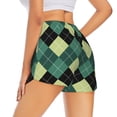 thumbnail image 3 of Goofa Green Squares Printed Women 2 in 1 Running Shorts,Quick Dry Athletic Workout Shorts,High Waisted Athletic Shorts with Liner Pockets-Small, 3 of 9