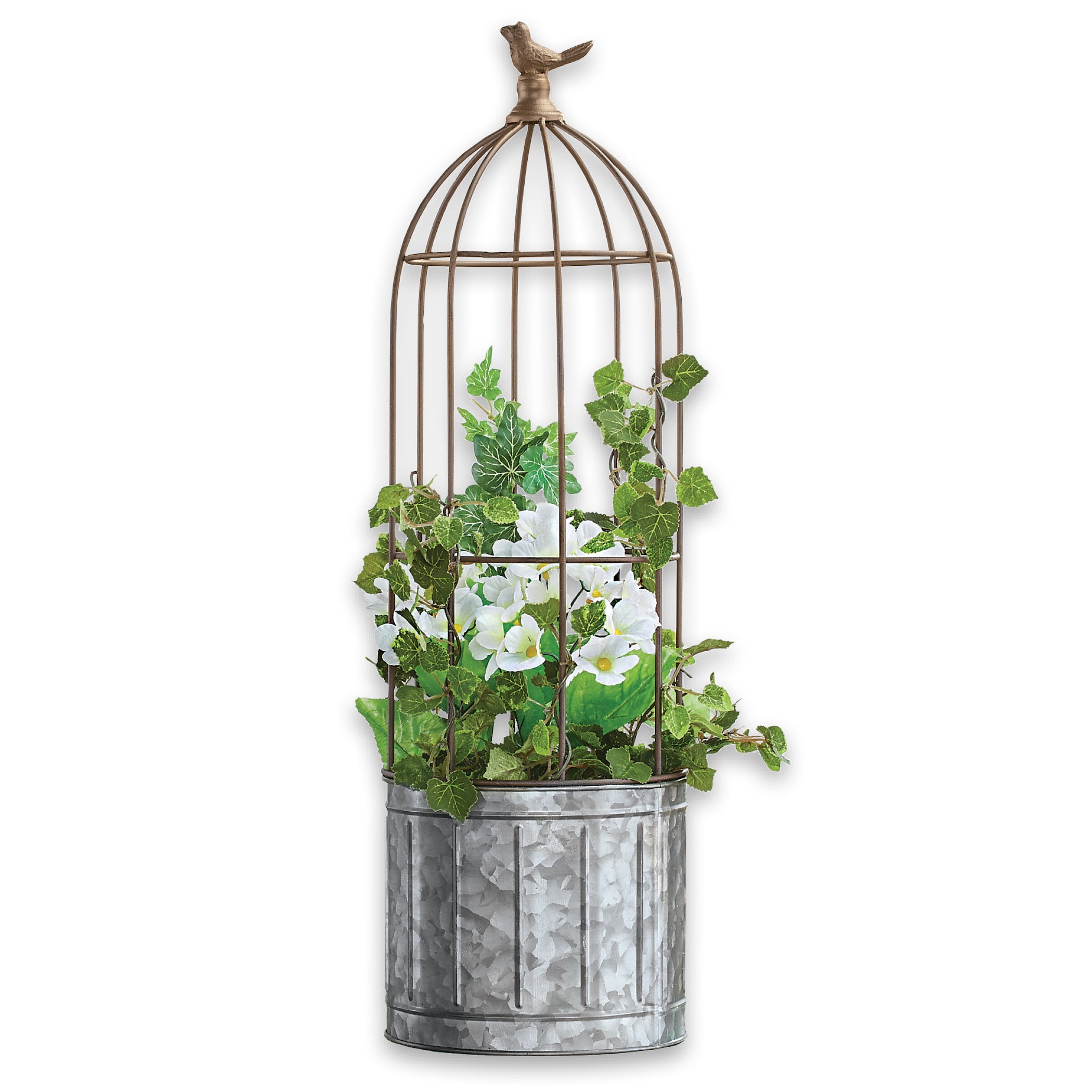 Charming Rustic Galvanized Bird Cage Garden Planters Charming Rustic Galvanized Bird Cage Garden Planters