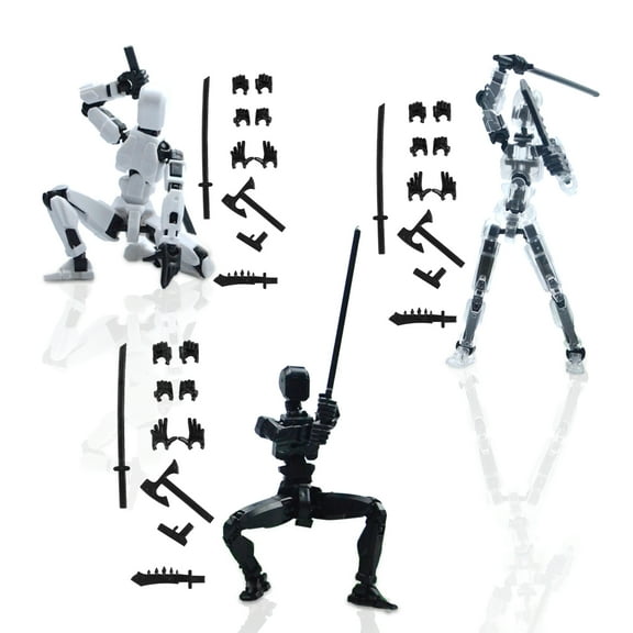 USPEED 3PCS Assembly Completed T13 Action Figure,3D Printed Multi-Jointed Movable Lucky 13 Action Figures,Multi-Articular Dummy 13 Action Figures,Desktop Decorations Toys