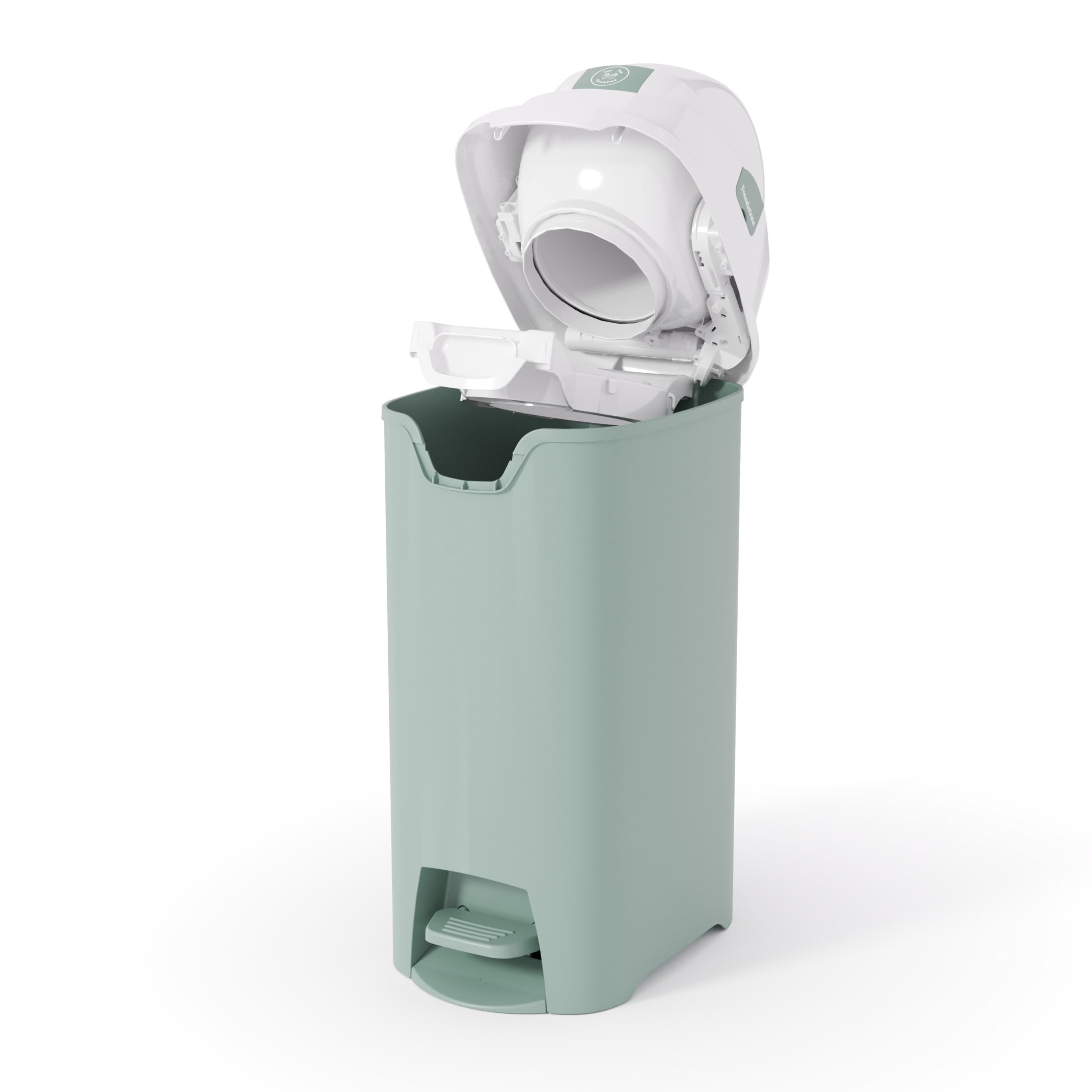 Foundations Hands Free Medium Diaper Pail with Airtight Lid - Durable & Odorless Diaper Disposal, Holds up to 45 Newborn Diapers, Refill With Any Bags - Green