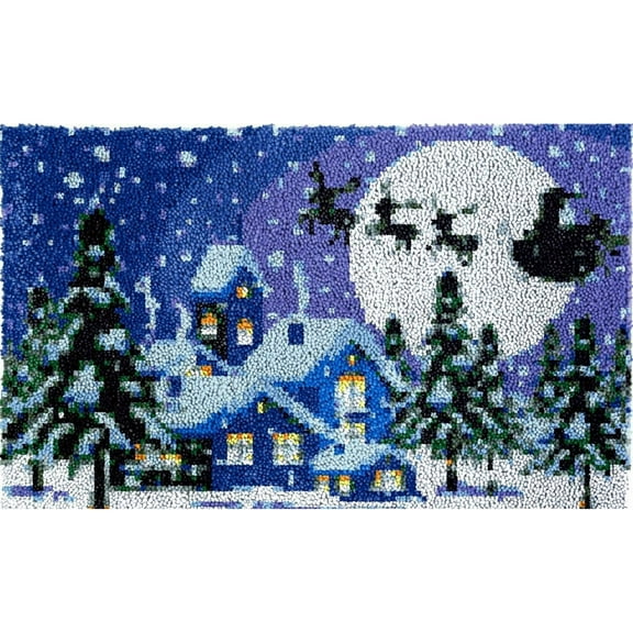 Rug Making Latch Hooking Kit，Christmas Eve Rug Making Latch Hooking Kit  ,Creative Craft Home Decor Ideal for Learning Rug Making