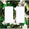 thumbnail image 6 of Metal Light Switch Plate Cover Plant Leaves White Flowers FLW051, 6 of 13