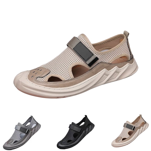 AUDeals Men's Sport Sandals, Closed Toe Hiking Shoes with Lightweight Breathable Comfort for Outdoor Walking (Coffee, 8.5)