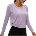thumbnail image 2 of FNFYFH Long Sleeve Workout Shirt for Women Cropped Athletic Tops Lightweight Stretch Yoga Gym T-Shirts, 2 of 8