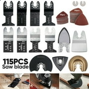 115PCS Oscillating Saw Blades Kits,  Multi-Tool Quick Release Wood & Metal Oscillating Saw Blades for Dewalt, Milwaukee, Makita, Ryobi, Bosch,Fein