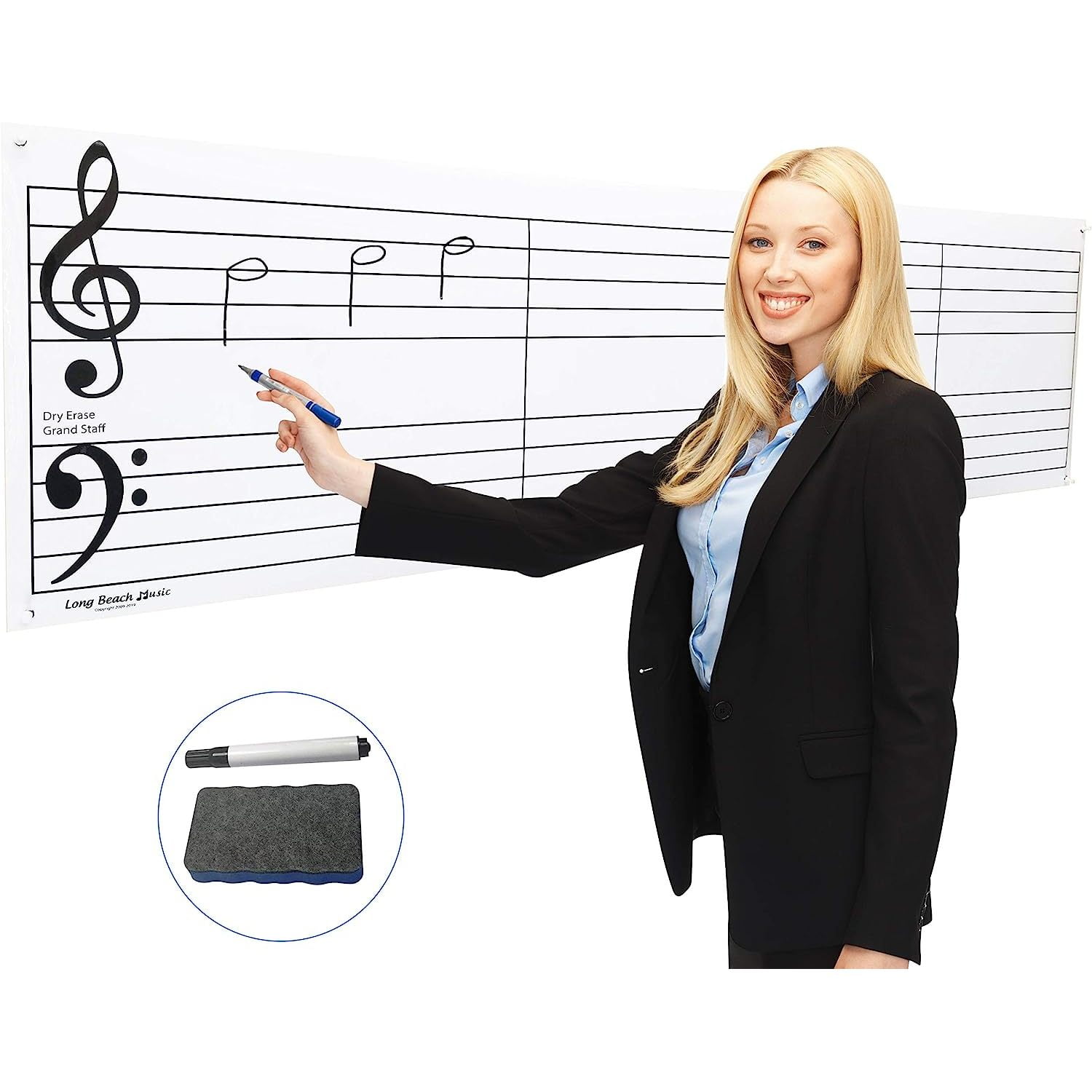 Dry Erase Music Staff Laminated Giant Poster 61" Inches PLUS Hangable