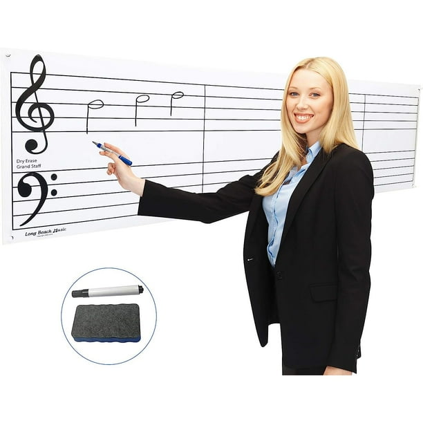 Dry Erase Music Staff Laminated Giant Poster 61" Inches PLUS Hangable
