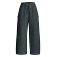 thumbnail image 4 of HAPIMO Drawstring Small Pocket Wide Leg Lounge Cargo Pants Women High Waist Casual Pants for Streetwear Dark Gray S, 4 of 8