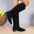 thumbnail image 6 of Winter Fringe Chunky Heel Long Boot Fashion Slip On Suede Retro Tassel Boots Women's Pionted Toe Shoes Women Western Cowboy Boot, 6 of 6
