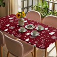 thumbnail image 3 of Red Christmas Snowflakes Table Cloths for 4 Foot Rectangle Tables, Winter Xmas Pine Tree Plant Patio Waterproof Elastic Fitted Tablecloths, Washable Rectangular Table Cover for Camping, 3 of 8