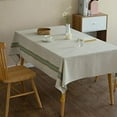 thumbnail image 4 of Fennco Styles Classic Striped Tassel Woven Tablecloth 55" W x 55" L - Ivory Table Cover for Banquets, Holiday, Special Events, Home, Dining Room DÃ©cor and Everyday Use, 4 of 8