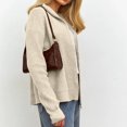 thumbnail image 4 of Women's Casual Fashion Double Zipper Lapel Knitted Cardigan Long Sleeve Sweater Jacket for Women's Casual Fashion and Apparel,Beige,L, 4 of 7