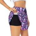 thumbnail image 3 of Lsque Skull Rainbow Mushroom Printed Women's Running Shorts with Liner Pockets,Elastic Quick Dry Workout Athletic Gym Yoga Shorts,Womens High Waist Shorts-, 3 of 9