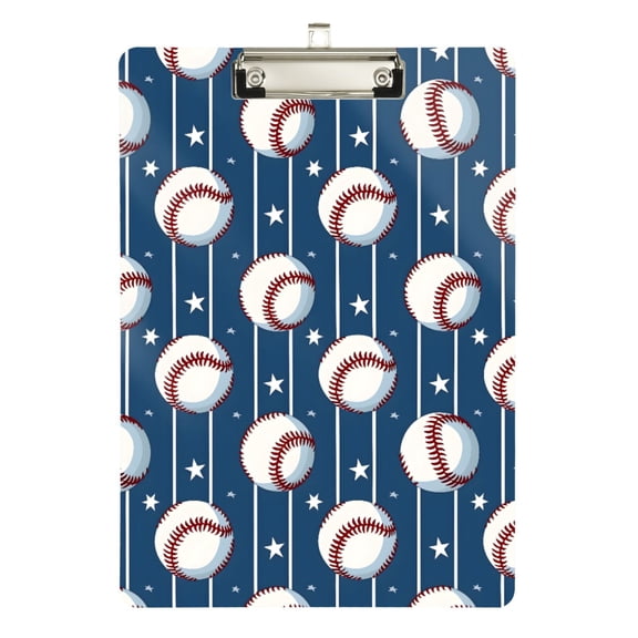 ALAZA Plastic Clipboard A4 Letter Size Decorative Clipboards for Students Women Men 9" x 12.5" Sport Baseball Star Stipes