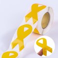 thumbnail image 1 of Musbetu Golden Ribbon Stickers Childhood Cancer COPD Awareness Stickers Self-adhesive Ribbon Shape Stickers for Fundraising Awareness Campaigns, 1 of 7