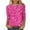 Hot Pink, variant on Teissuly Women's Fashion Printed T-shirt Mid-length 3/4 Sleeves Blouse Round Neck Casual Tops