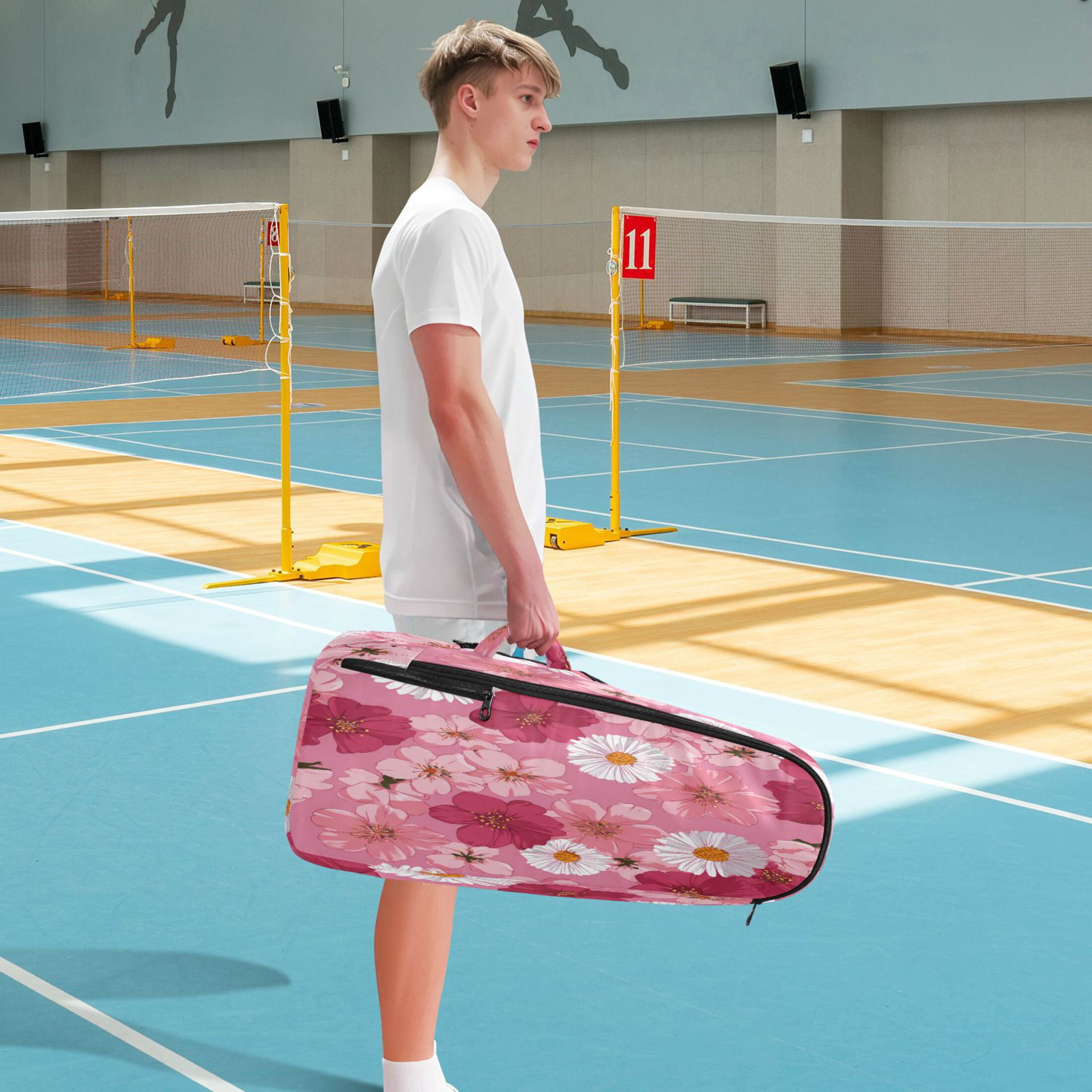 2 Racquet Holder Tennis Backpack Tennis Racket Covers Gym Bags Blooming Cherry Blossoms