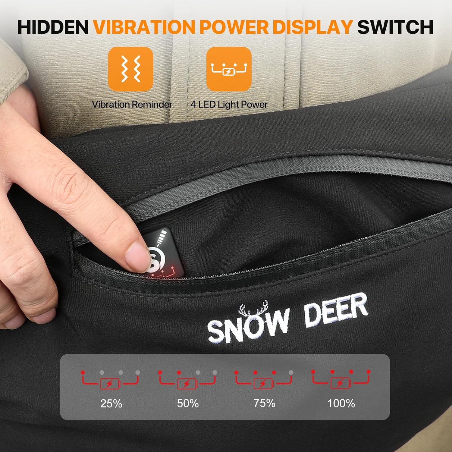SNOW DEER Heated Hand Muff with 7.4V Rechargeable Battery, Electric Hand Warmer Pouch for Hunting Golf Camping Winter Outdoor