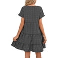 thumbnail image 3 of MAWCLOS Robes Courtes pour Femmes Manches Été Plage Robe d'Été en Mousseline Robe Mini Aguichant Rendez-Vous Col Rond Noir m, 3 of 4