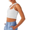 thumbnail image 5 of Coduop Women Sleeveless One Shoulder Crop Top Backless Strappy Tank Top Cut Cut Cami Vest, 5 of 9